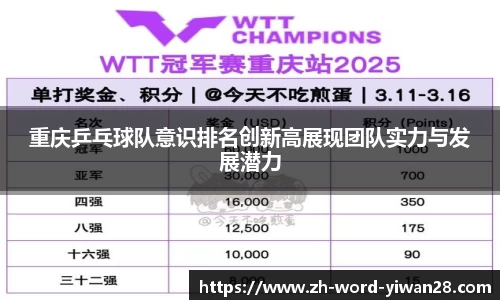 重庆乒乓球队意识排名创新高展现团队实力与发展潜力